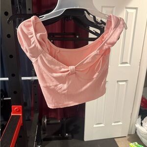 SHEIN Pink Crop Top with Bow Accent